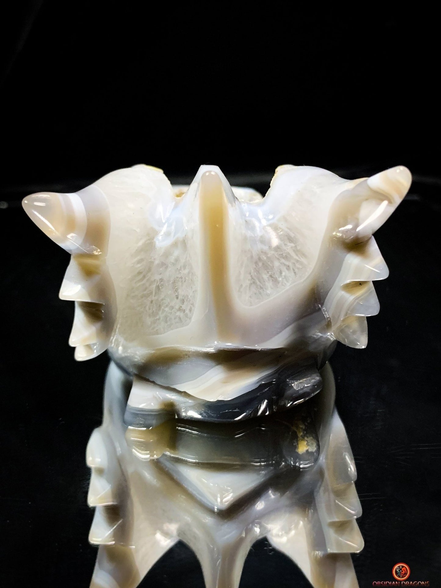 Crâne de Dragon en Géode de Quartz et Agate – Énergie Pure - obsidian dragons