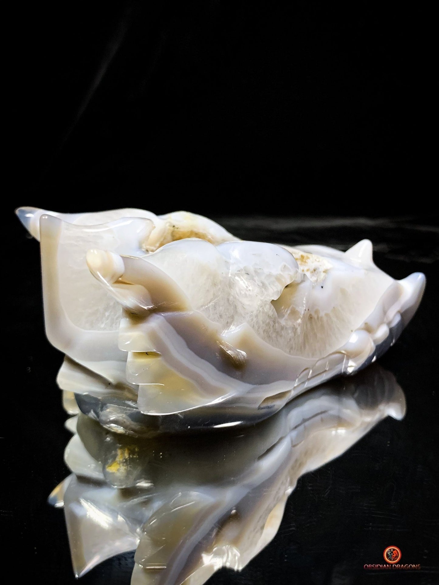 Crâne de Dragon en Géode de Quartz et Agate – Énergie Pure - obsidian dragons