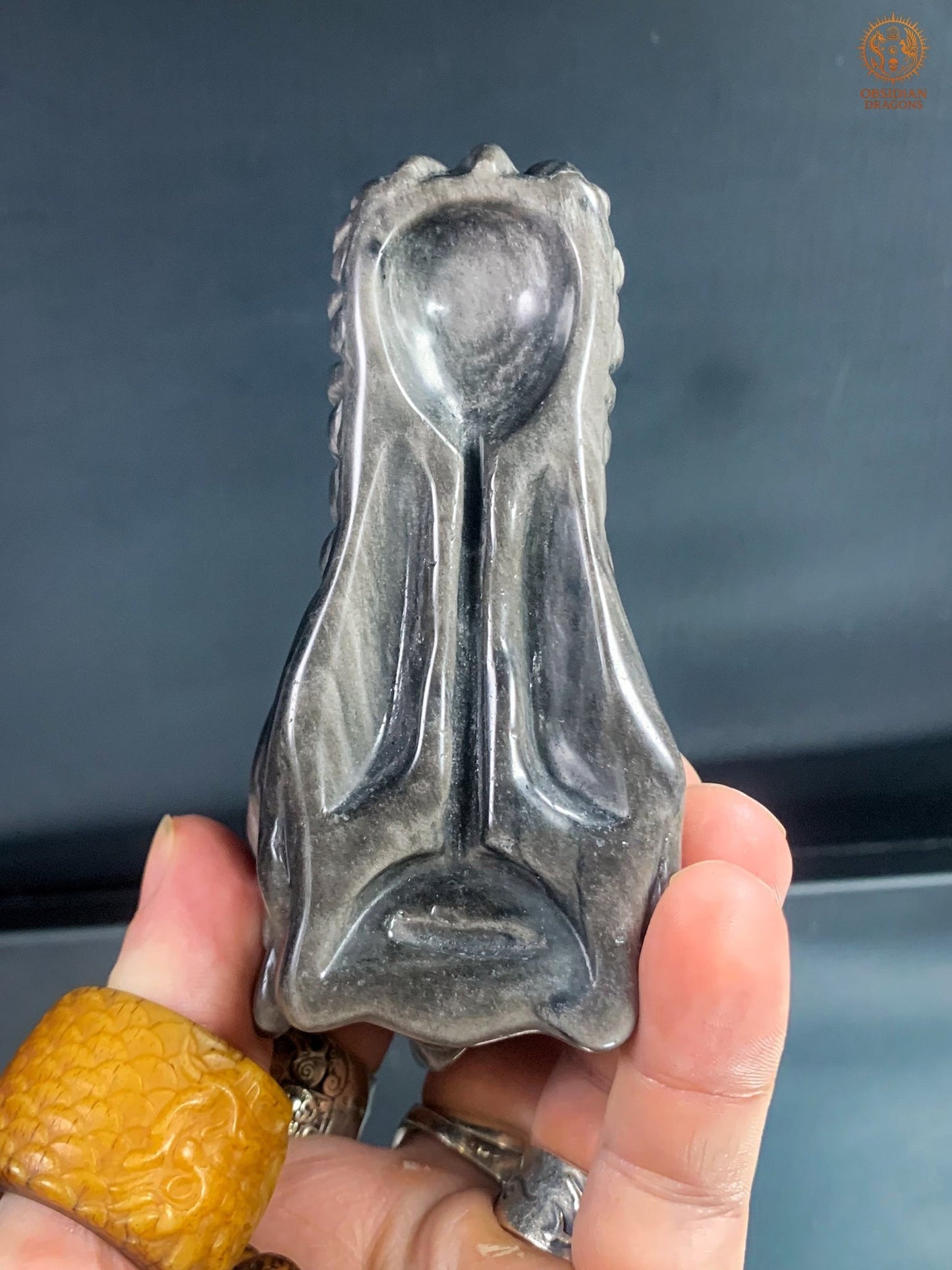Crâne de Dragon en Obsidienne Argentée – Lame de Clarté - obsidian dragons