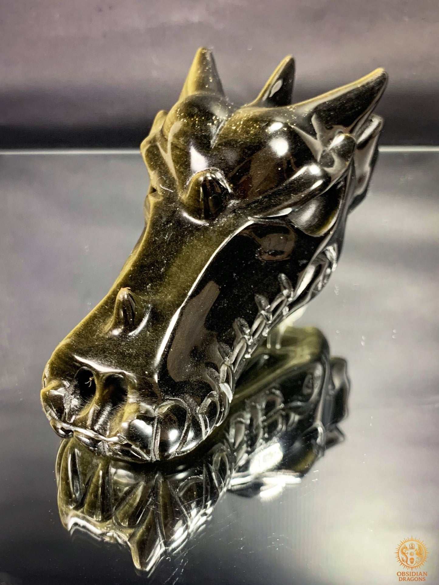 Crâne de Dragon en Obsidienne Dorée – Qualité Exceptionnelle | obsidian dragons