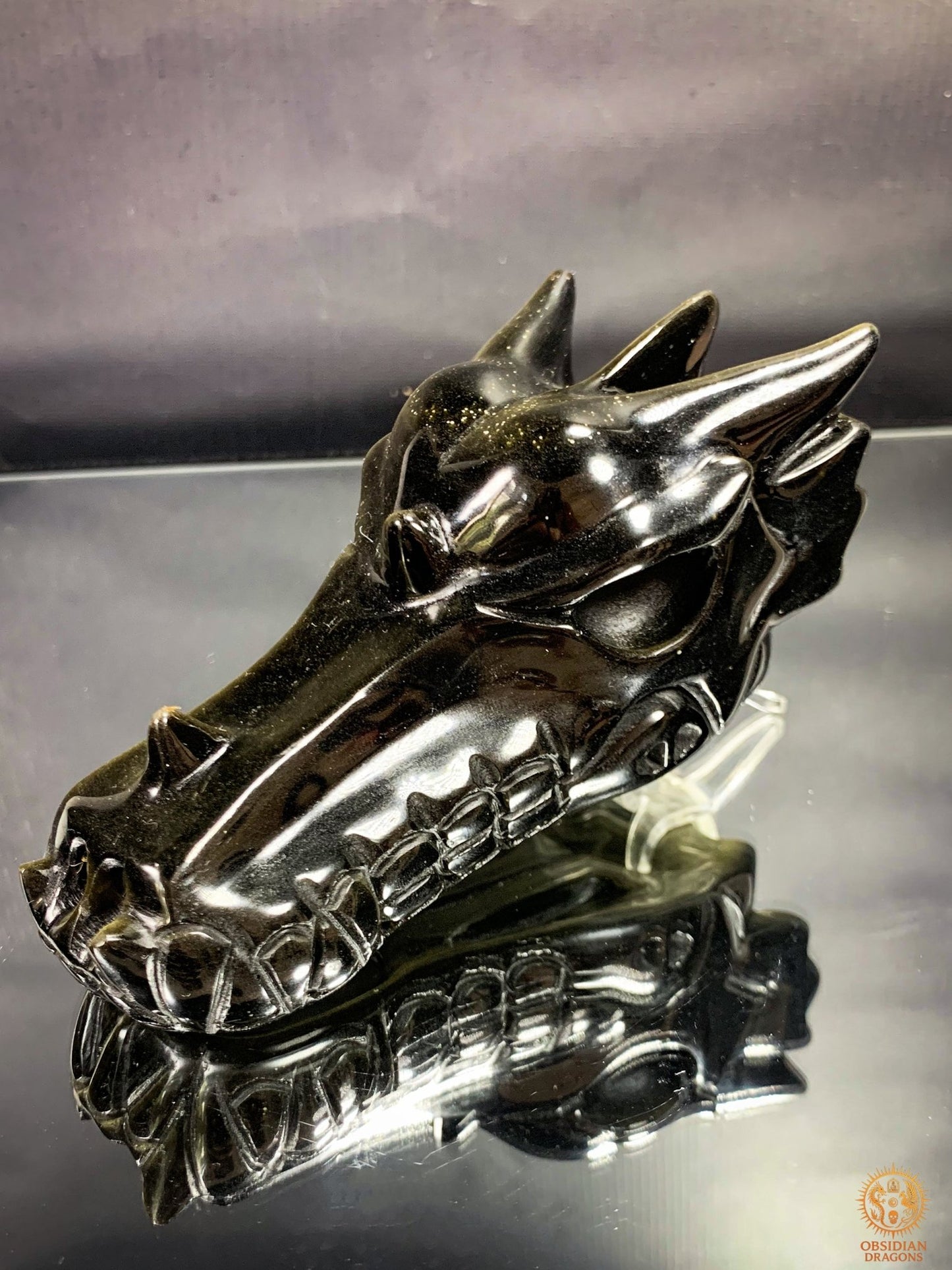 Crâne de Dragon en Obsidienne Dorée – Qualité Exceptionnelle | obsidian dragons