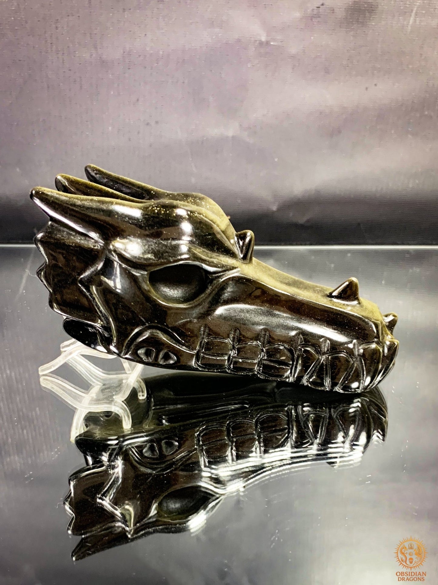 Crâne de Dragon en Obsidienne Dorée – Qualité Exceptionnelle | obsidian dragons