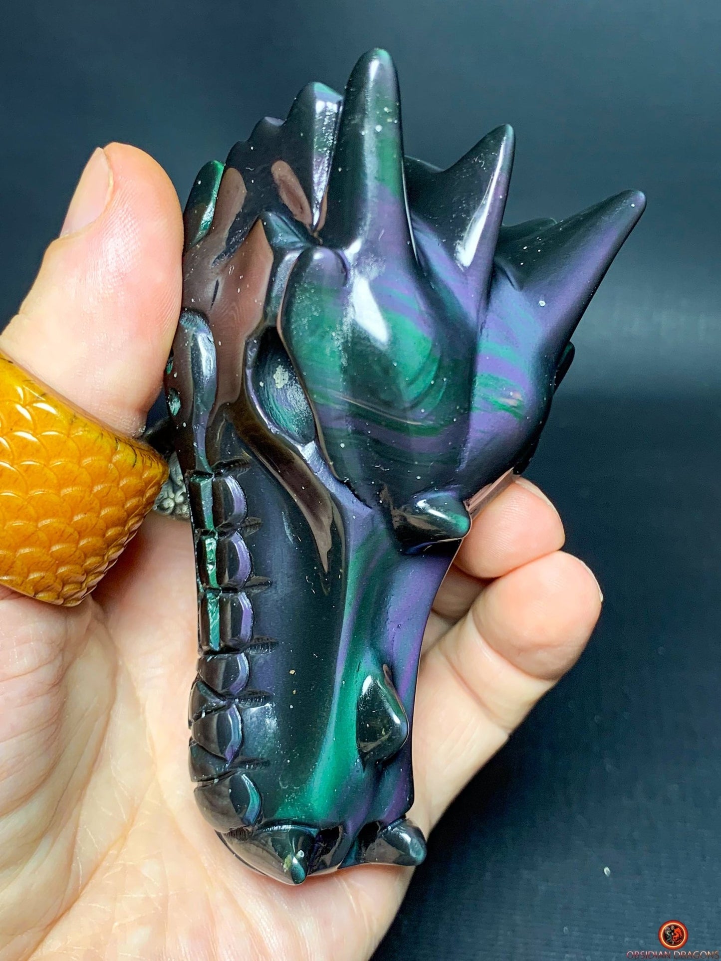 Crâne de Dragon en Obsidienne Œil Céleste – Aura Primordiale | obsidian dragons