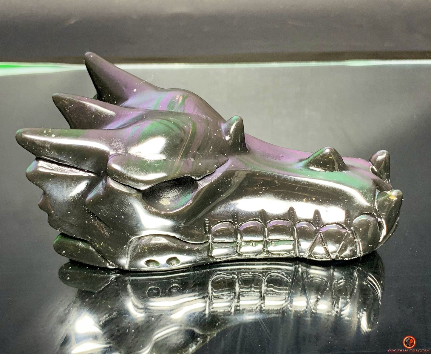 Crâne de Dragon en Obsidienne Œil Céleste – Aura Primordiale | obsidian dragons