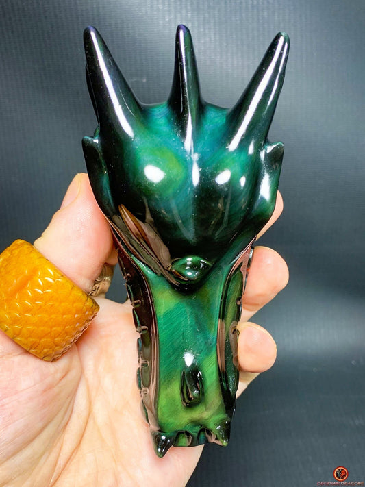 Crâne de Dragon en Obsidienne Œil Céleste – Éveil Intérieur | obsidian dragons