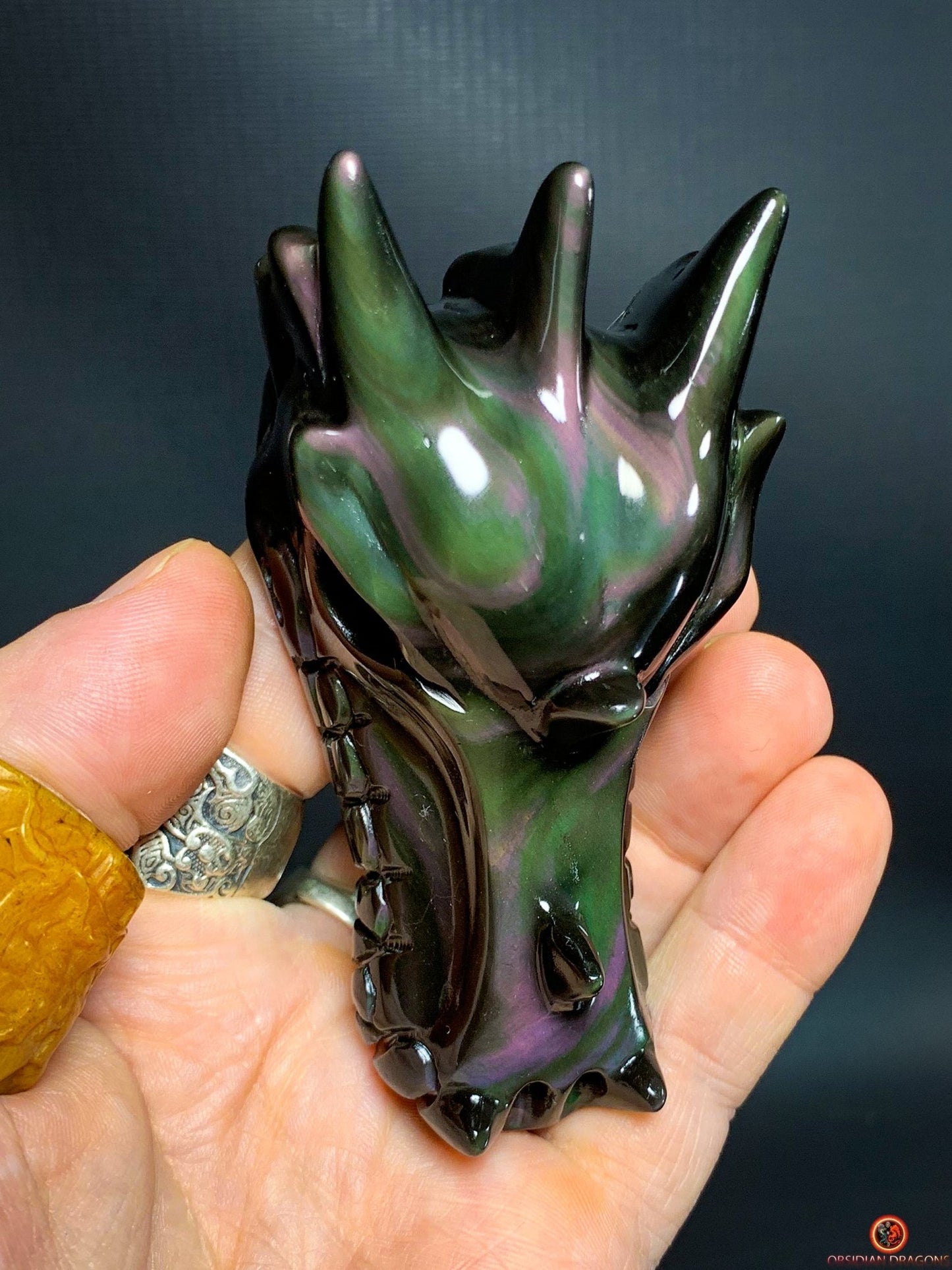 Crâne de Dragon en Obsidienne Œil Céleste – Flamme Primordiale | obsidian dragons