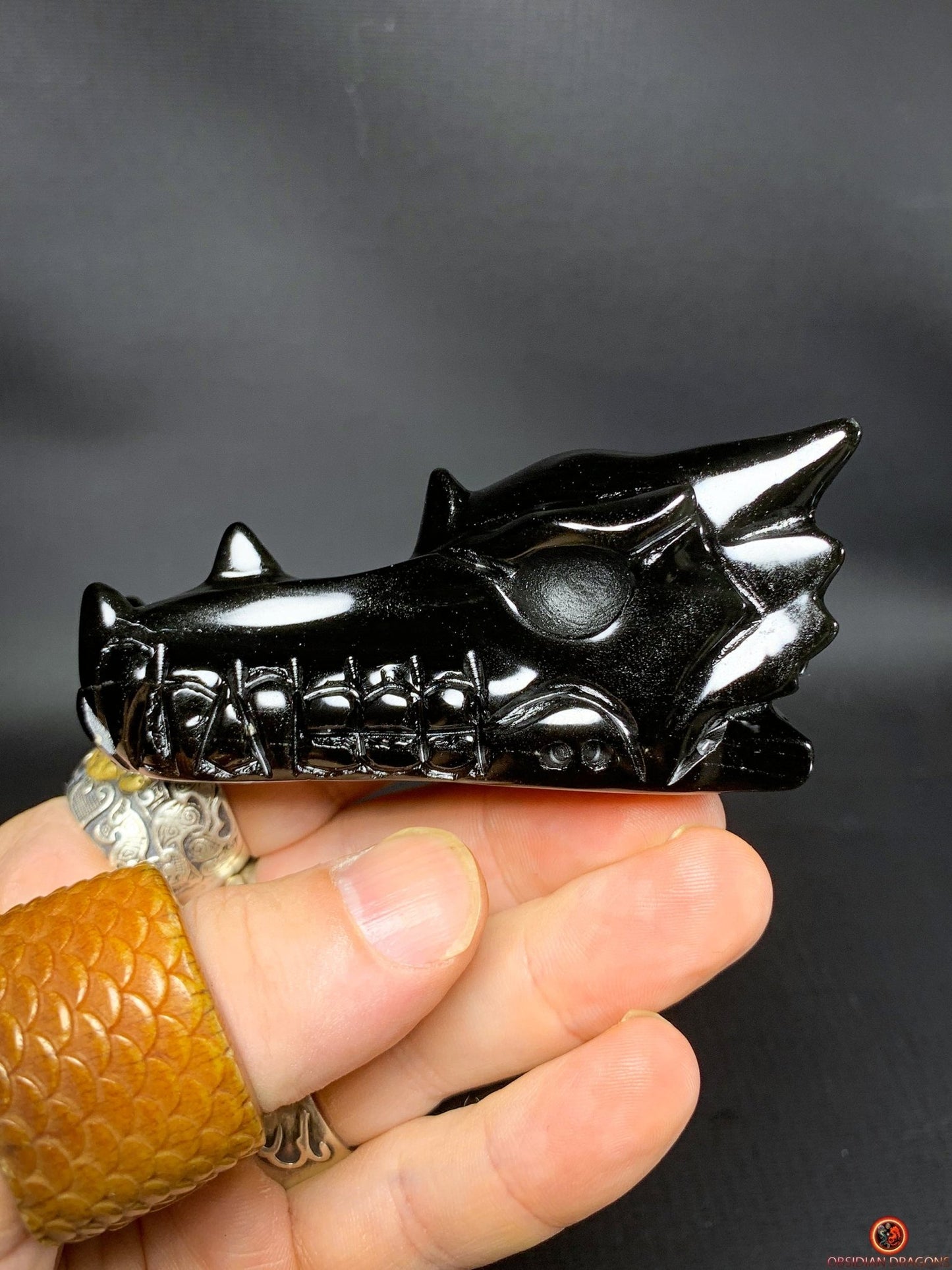 Crâne de Dragon en Obsidienne Œil Céleste – Flamme Primordiale | obsidian dragons