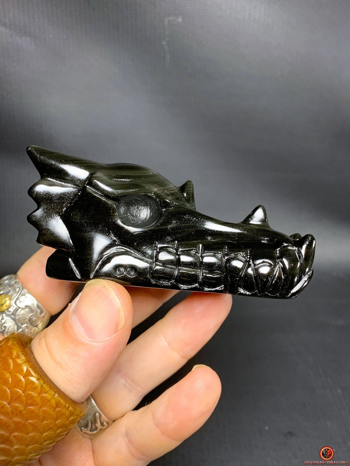 Crâne de Dragon en Obsidienne Œil Céleste – Flamme Primordiale | obsidian dragons