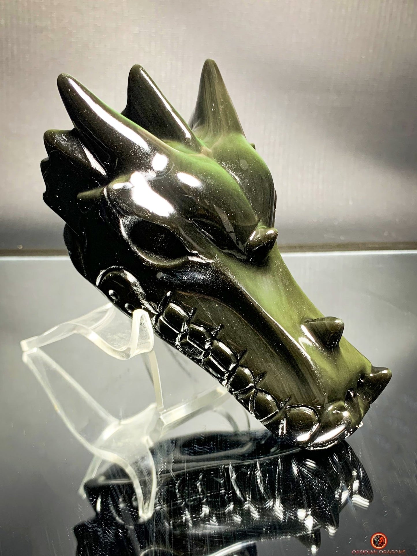 Crâne de Dragon en Obsidienne Œil céleste – Force du Dragon | obsidian dragons