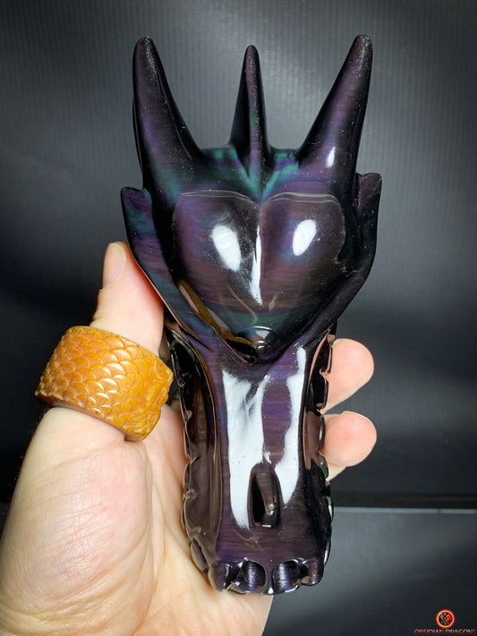 Crâne de Dragon en Obsidienne Œil Céleste – Fusion des forces | obsidian dragons