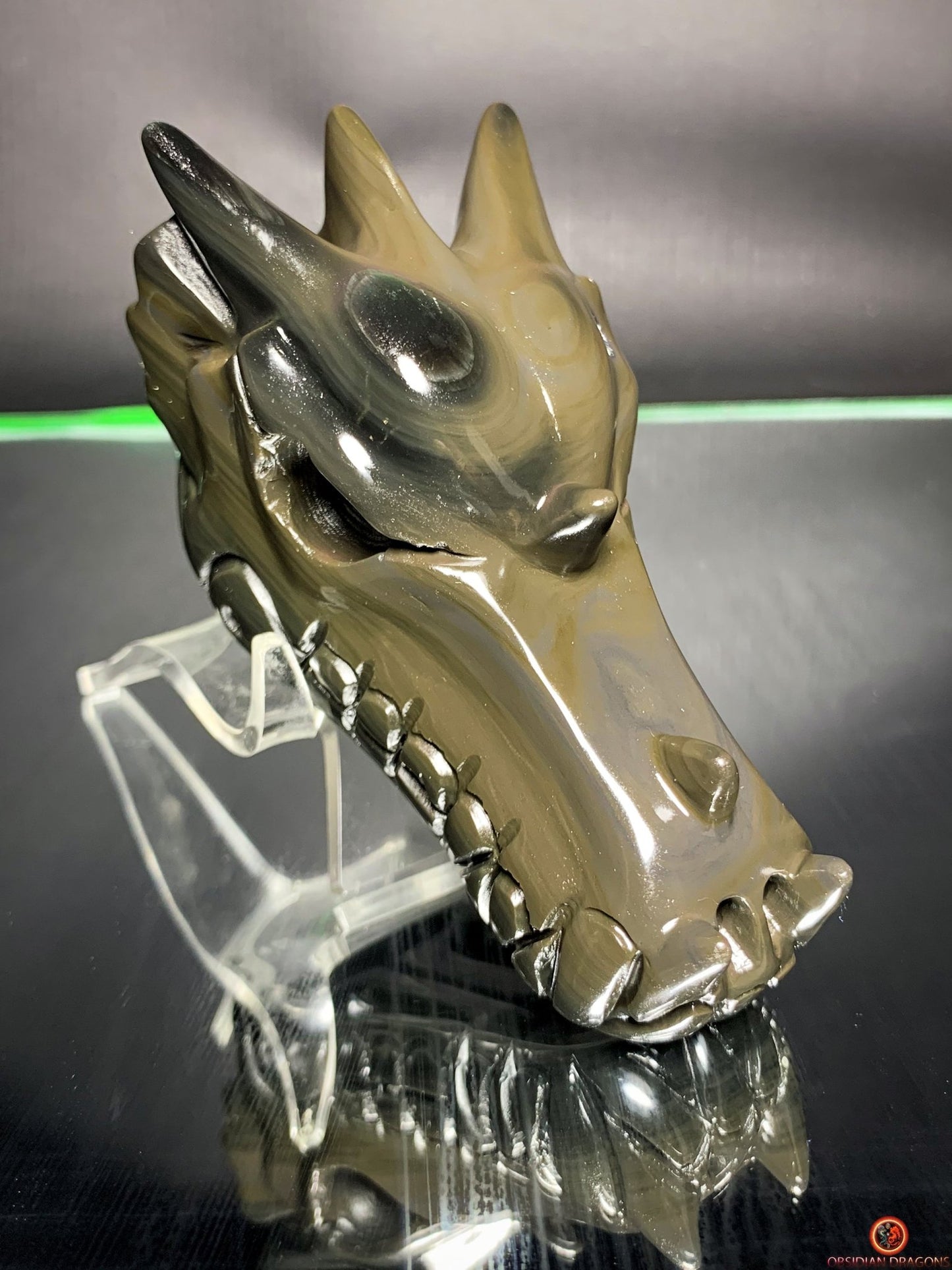 Crâne de Dragon en Obsidienne Œil Céleste - Gardien du Passage | obsidian dragons