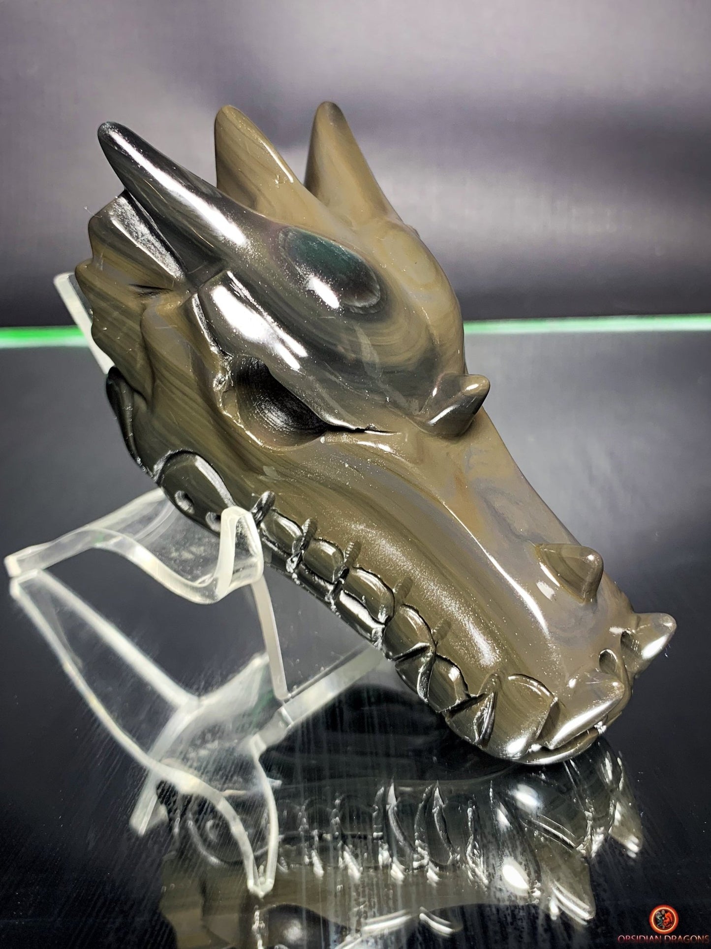 Crâne de Dragon en Obsidienne Œil Céleste - Gardien du Passage | obsidian dragons