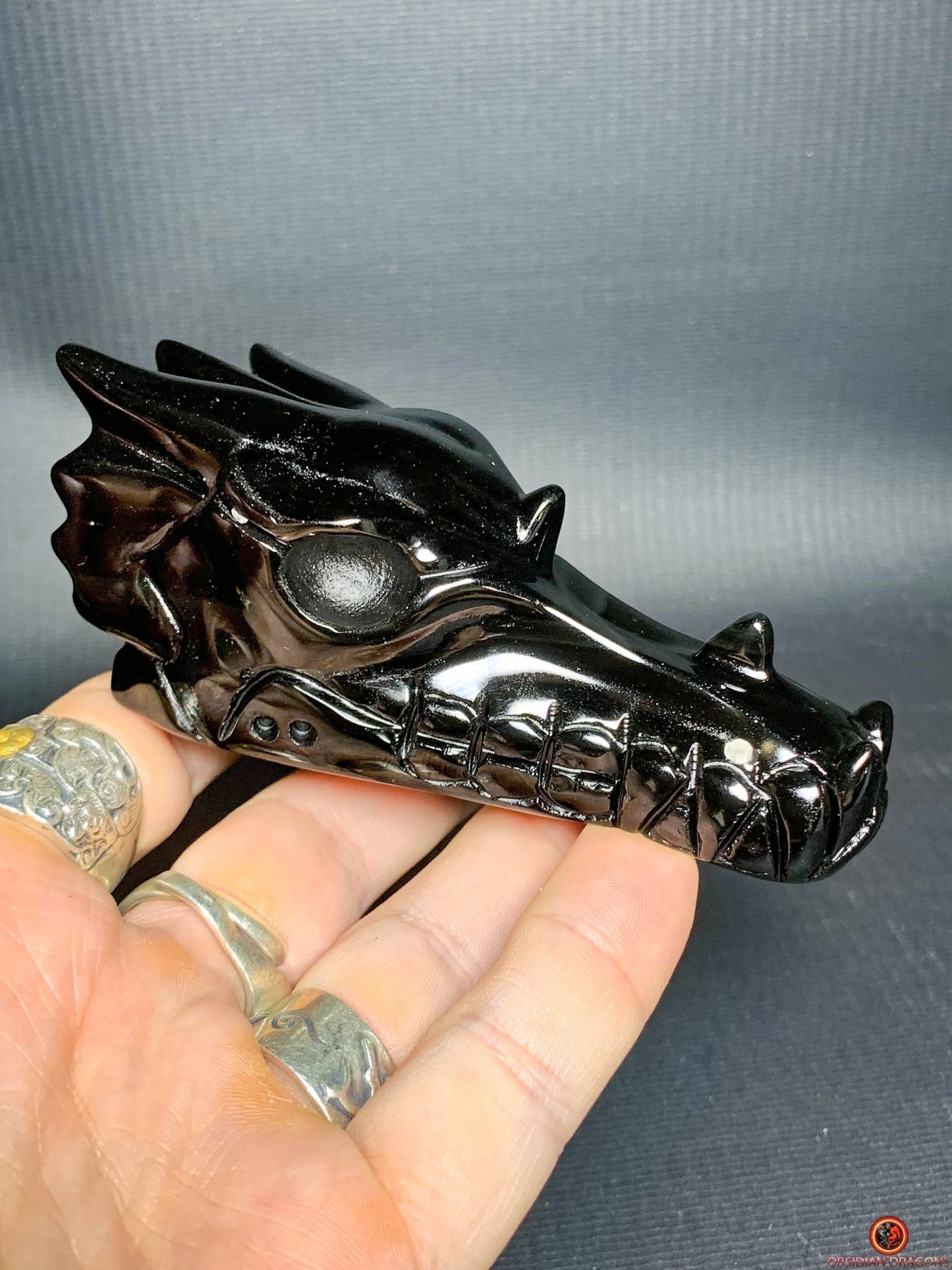 Crâne de Dragon en Obsidienne Œil Céleste – Reflet du Gardien | obsidian dragons