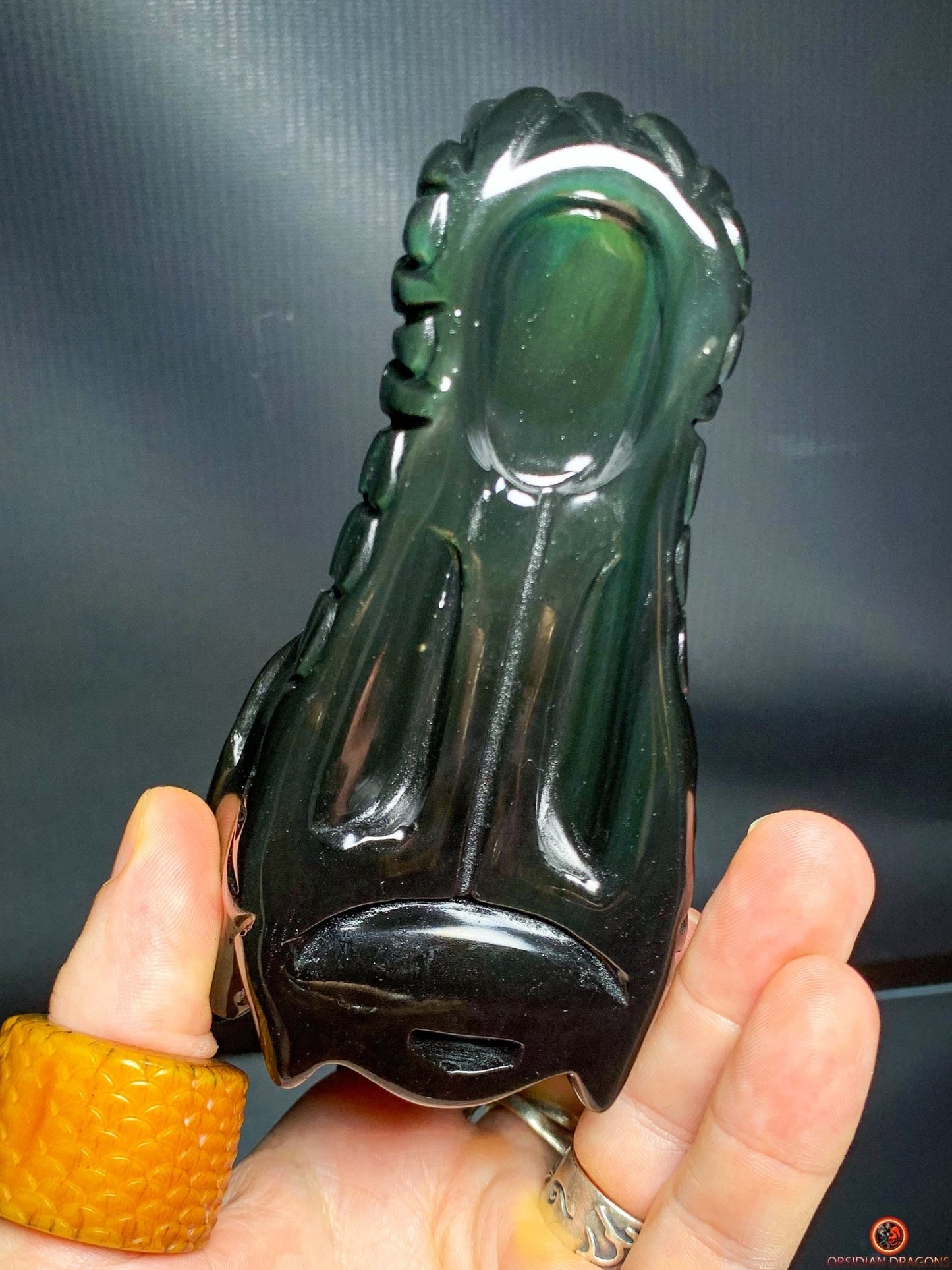 Crâne de Dragon en Obsidienne Œil Céleste – Vision Sacrée