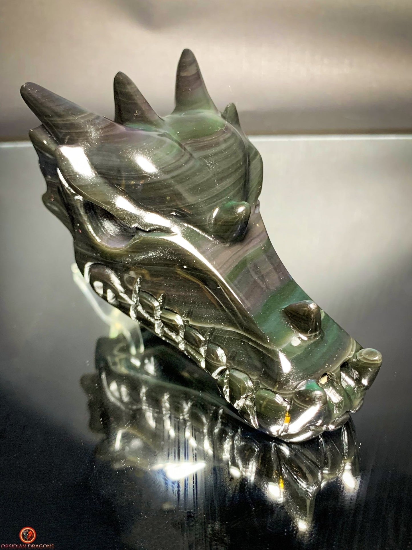 Crâne de Dragon en Obsidienne Œil Céleste – Vortex Spirituel | obsidian dragons