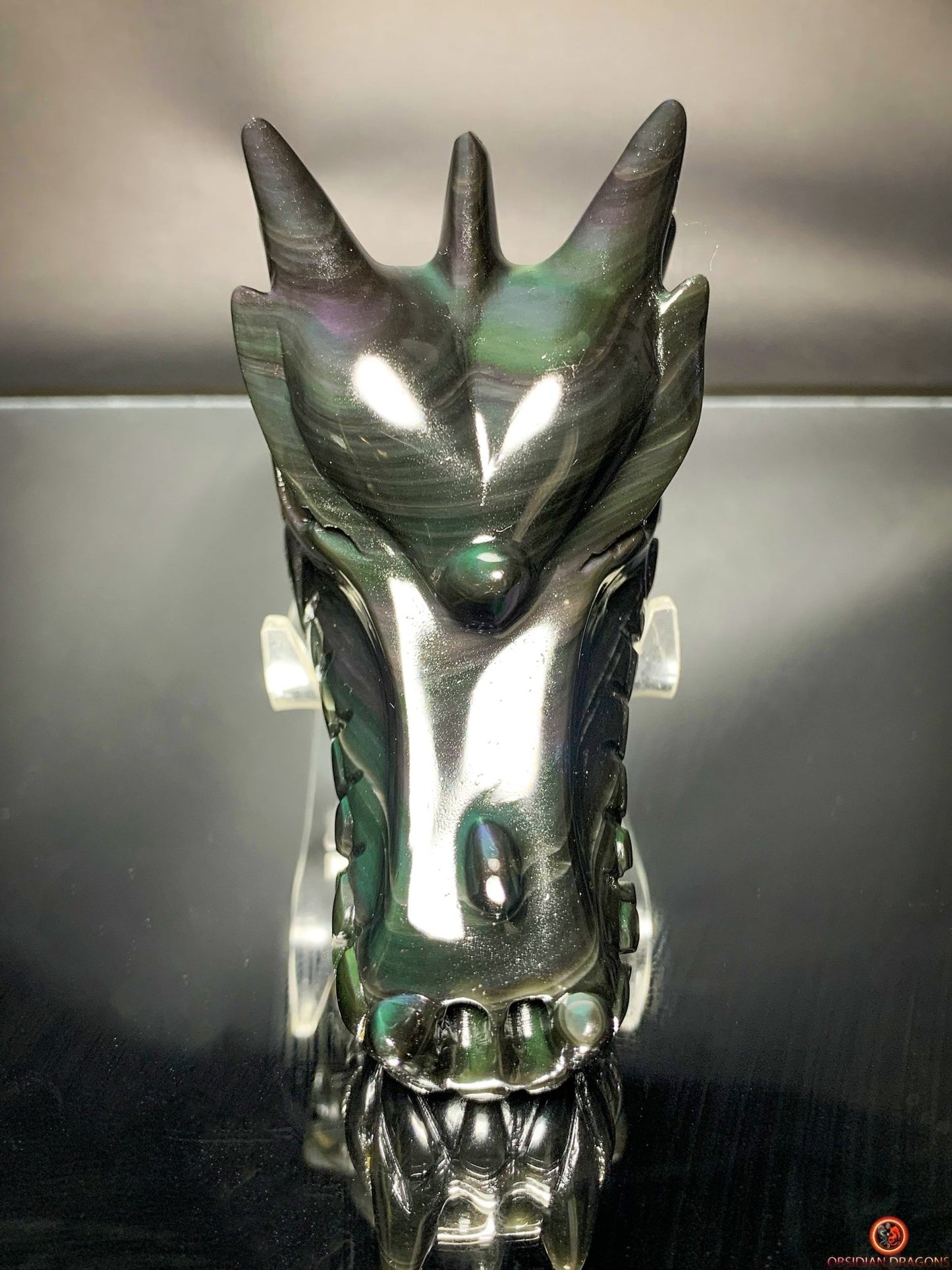 Crâne de Dragon en Obsidienne Œil Céleste – Vortex Spirituel | obsidian dragons