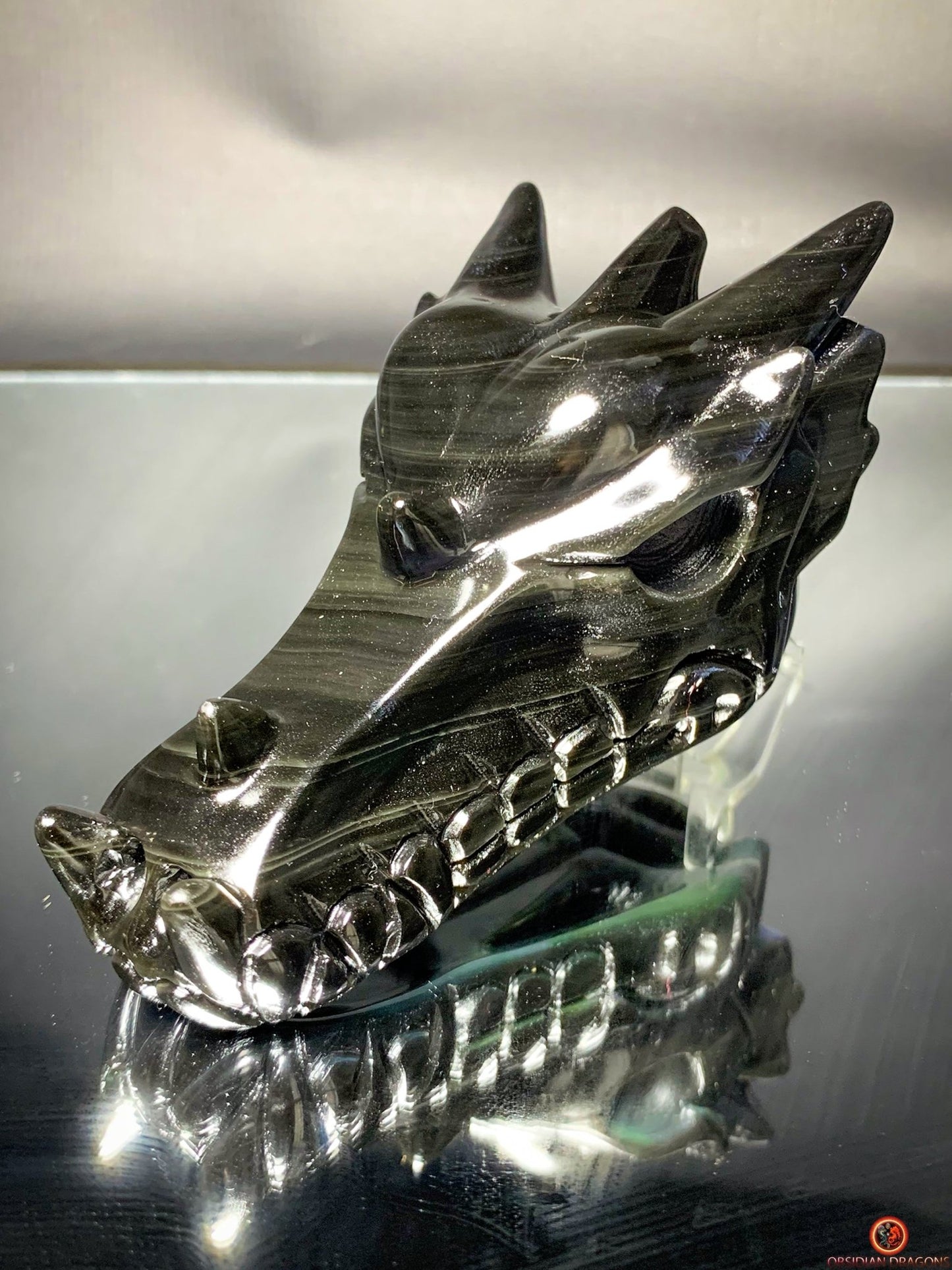 Crâne de Dragon en Obsidienne Œil Céleste – Vortex Spirituel | obsidian dragons