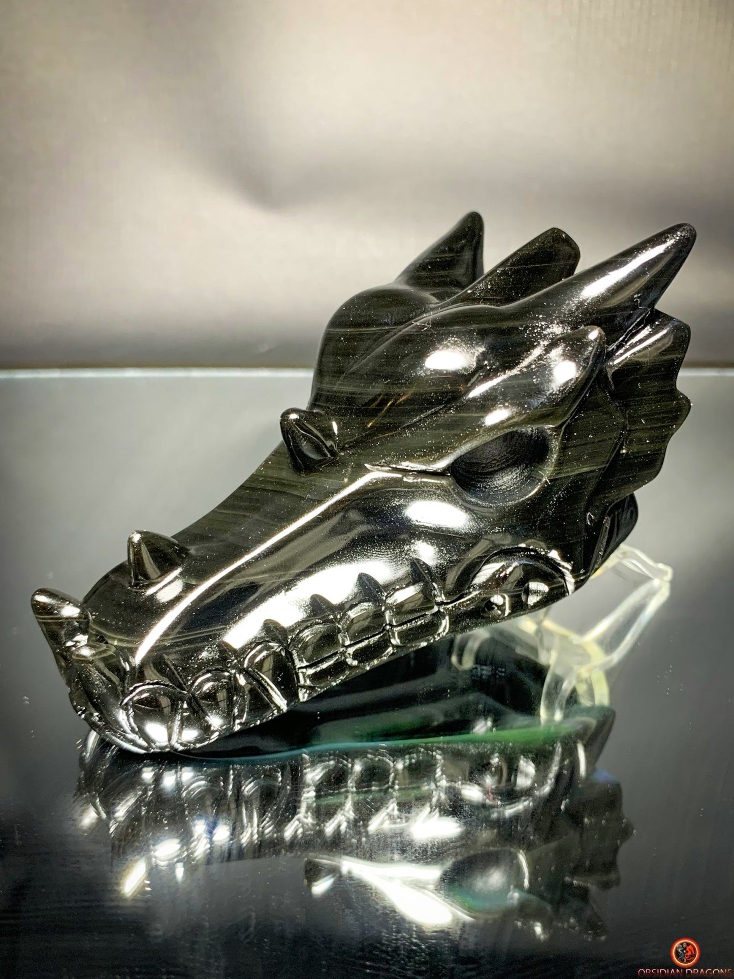 Crâne de Dragon en Obsidienne Œil Céleste – Vortex Spirituel | obsidian dragons