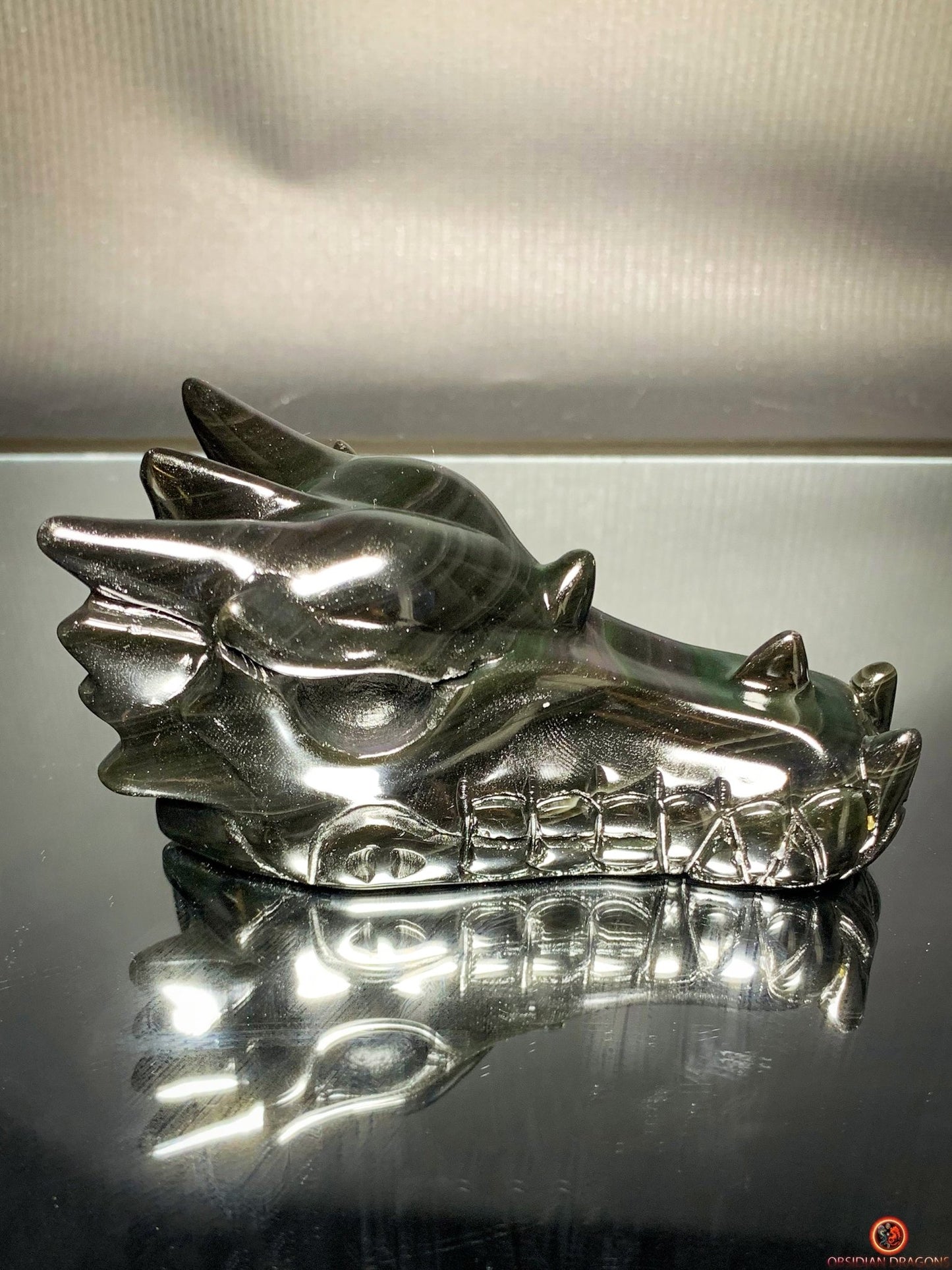 Crâne de Dragon en Obsidienne Œil Céleste – Vortex Spirituel | obsidian dragons