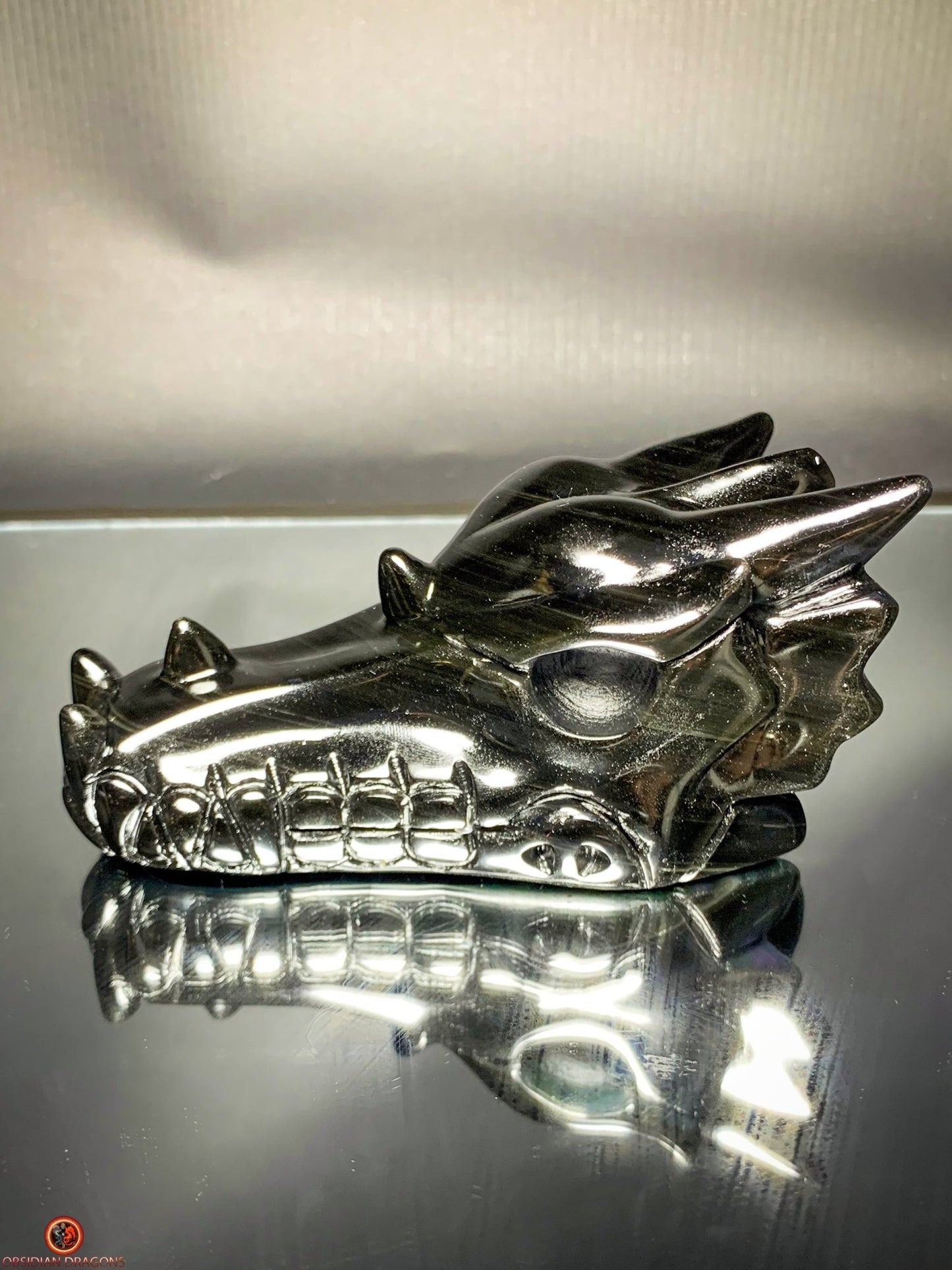 Crâne de Dragon en Obsidienne Œil Céleste – Vortex Spirituel | obsidian dragons