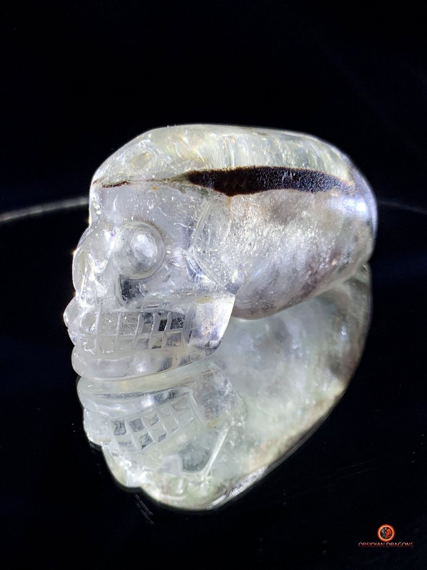 Crâne de cristal allongé - Quartz chlorite - méditation | obsidian dragons