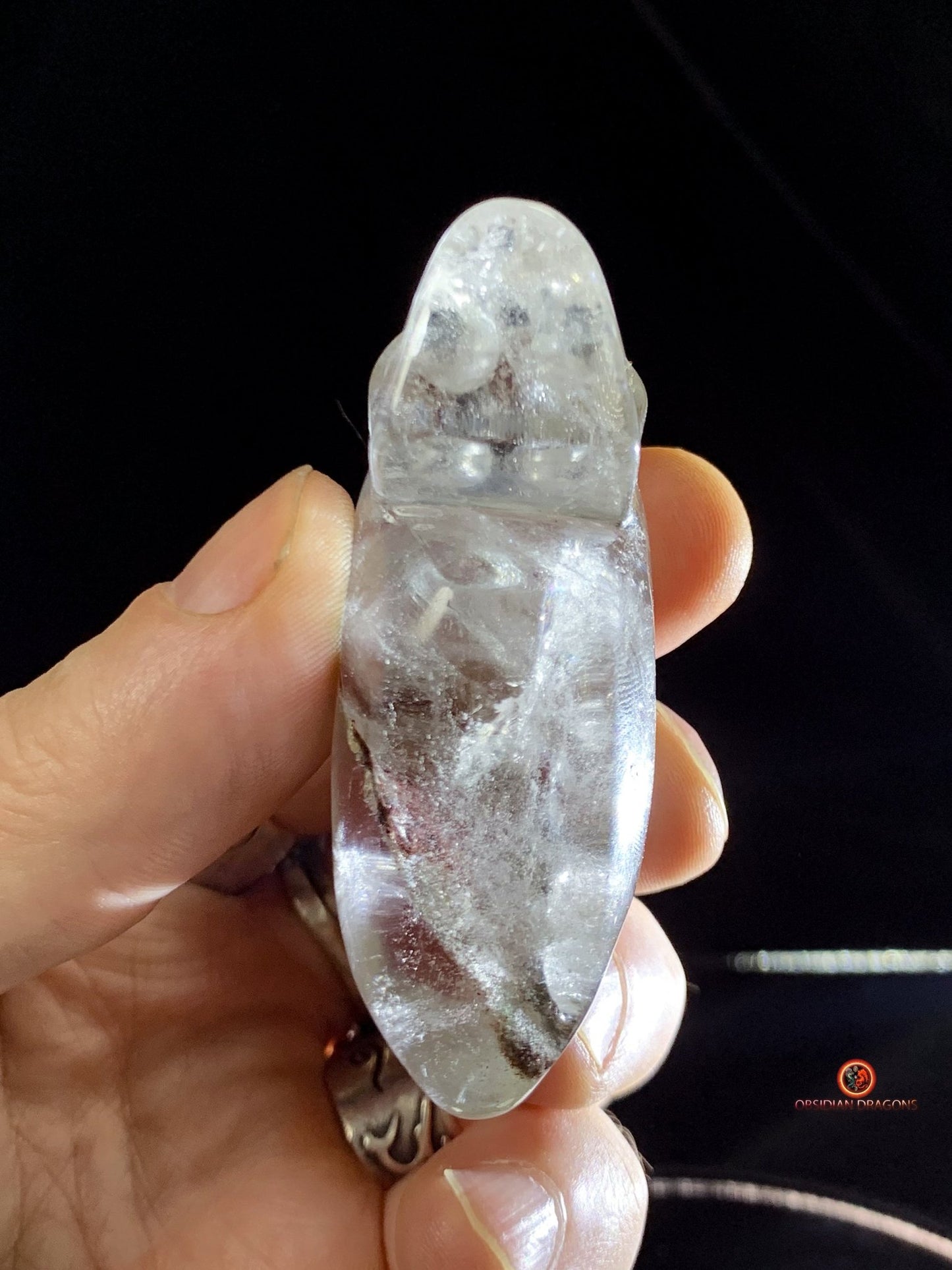 Crâne de cristal allongé - Quartz chlorite - méditation | obsidian dragons
