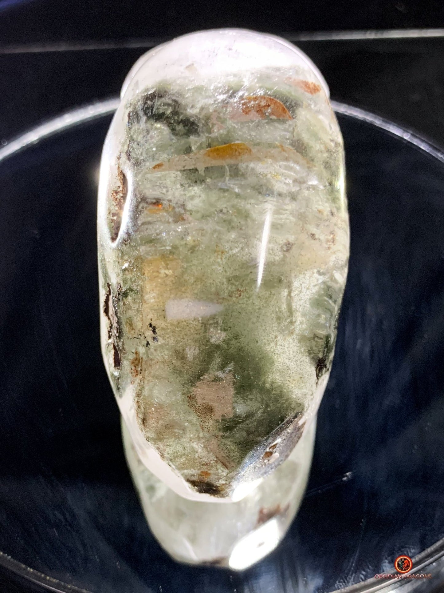 Crâne de cristal allongé - Quartz fantôme - Éveil | obsidian dragons