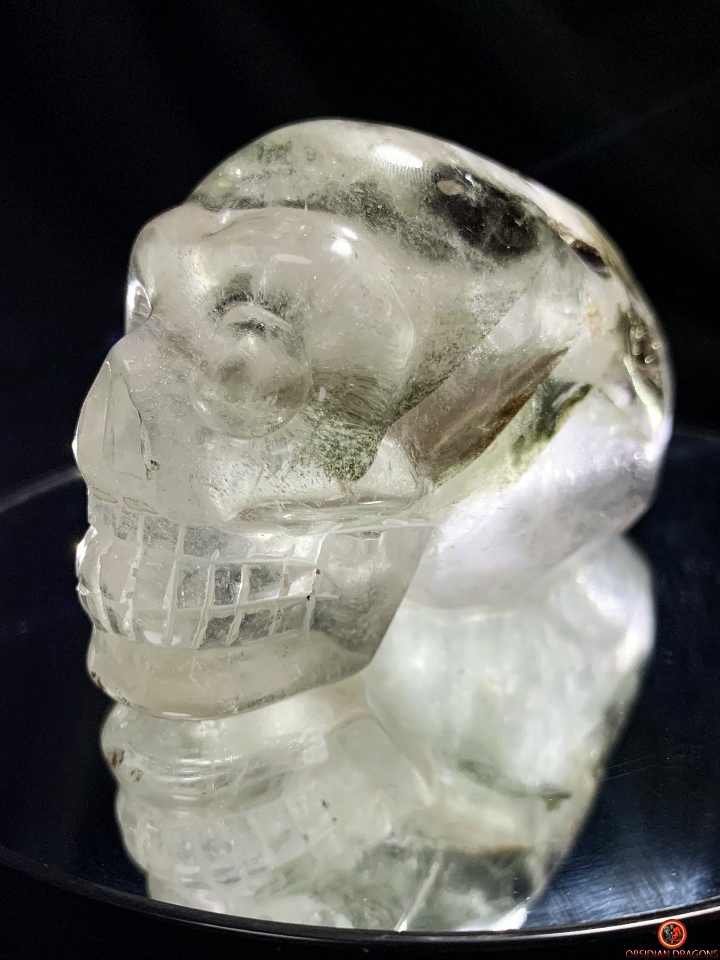 Crâne de cristal allongé - Quartz fantôme - Éveil | obsidian dragons
