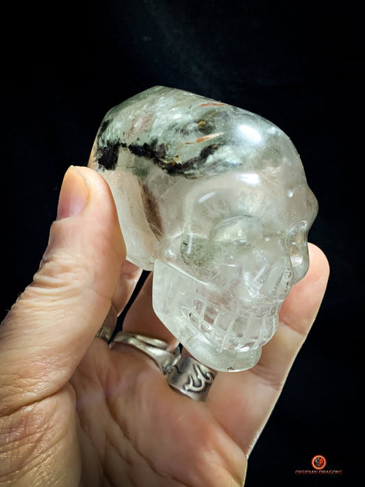 Crâne de cristal allongé - Quartz fantôme - Éveil | obsidian dragons