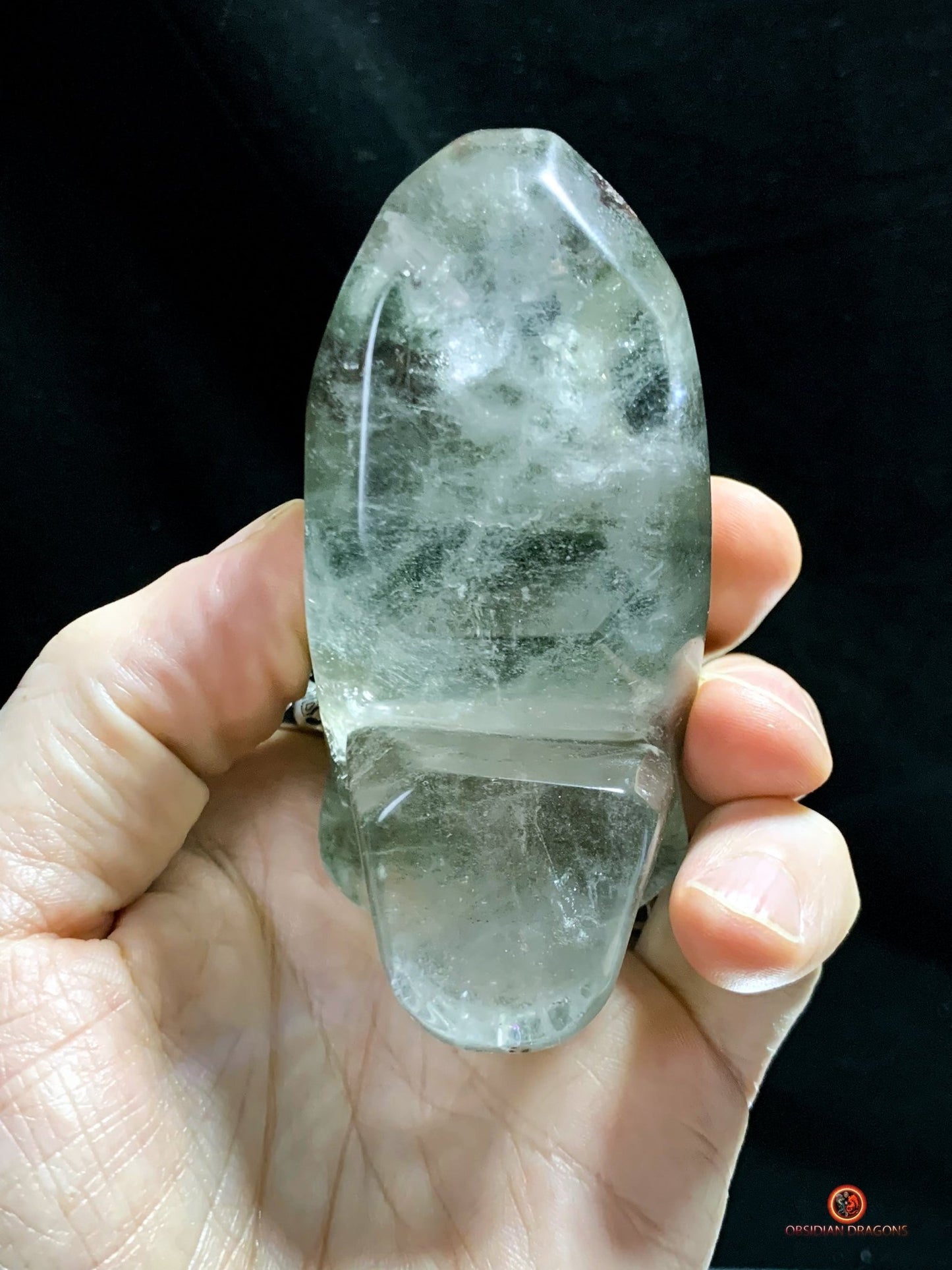 Crâne de cristal allongé - Quartz fantôme - Éveil | obsidian dragons