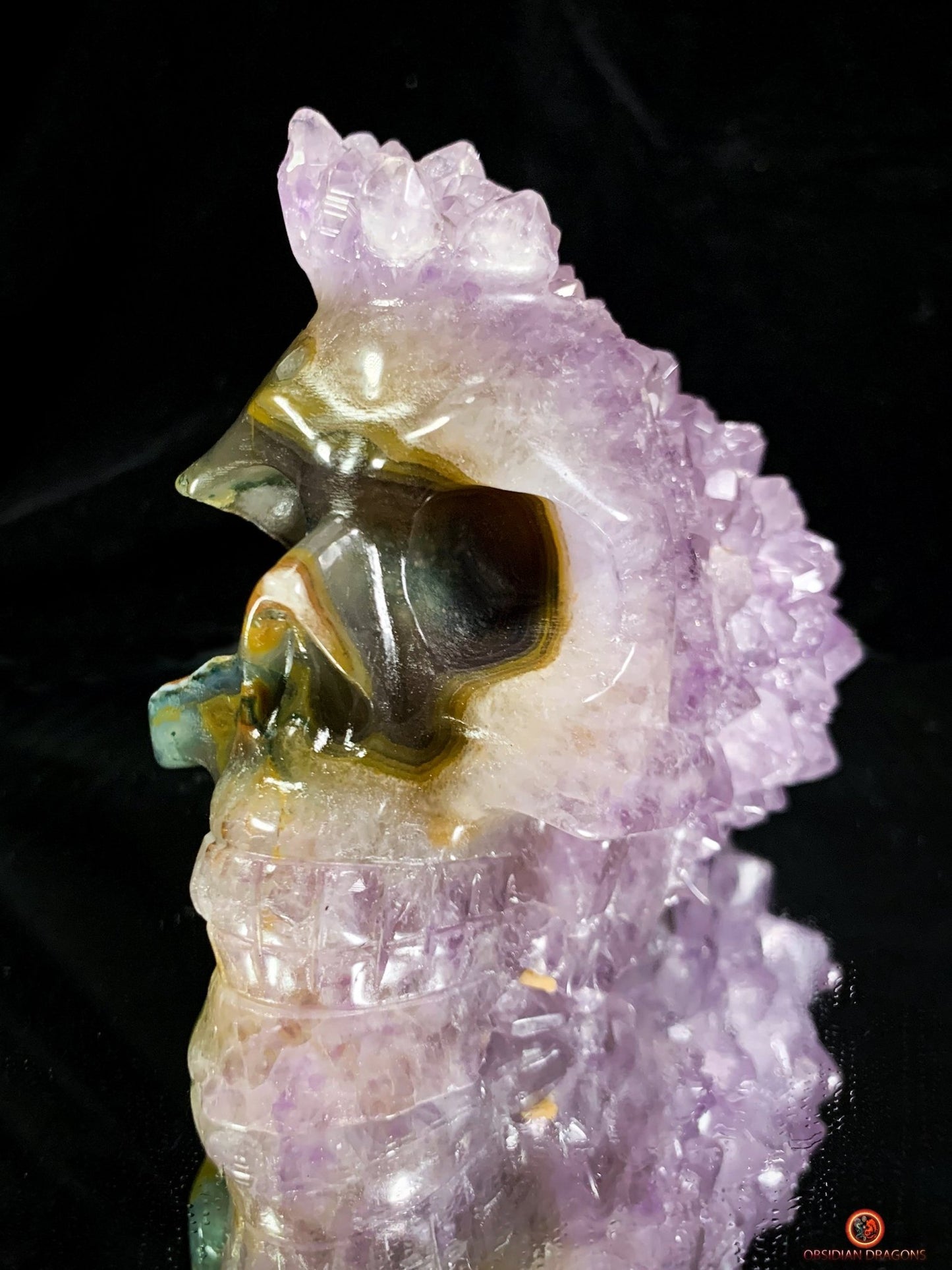 Crâne de cristal en Améthyste - Objet Vibratoire Rare | obsidian dragons