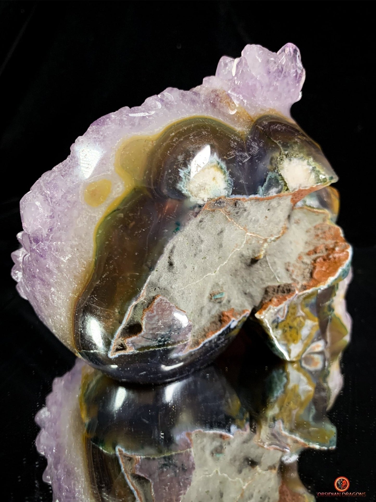 Crâne de cristal en Améthyste - Objet Vibratoire Rare - obsidian dragons