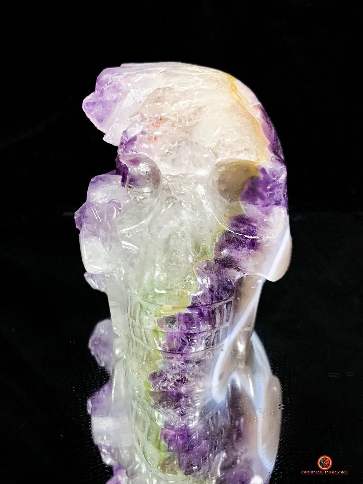Crâne de cristal en Améthyste - Sculpture Méditative Rare | obsidian dragons