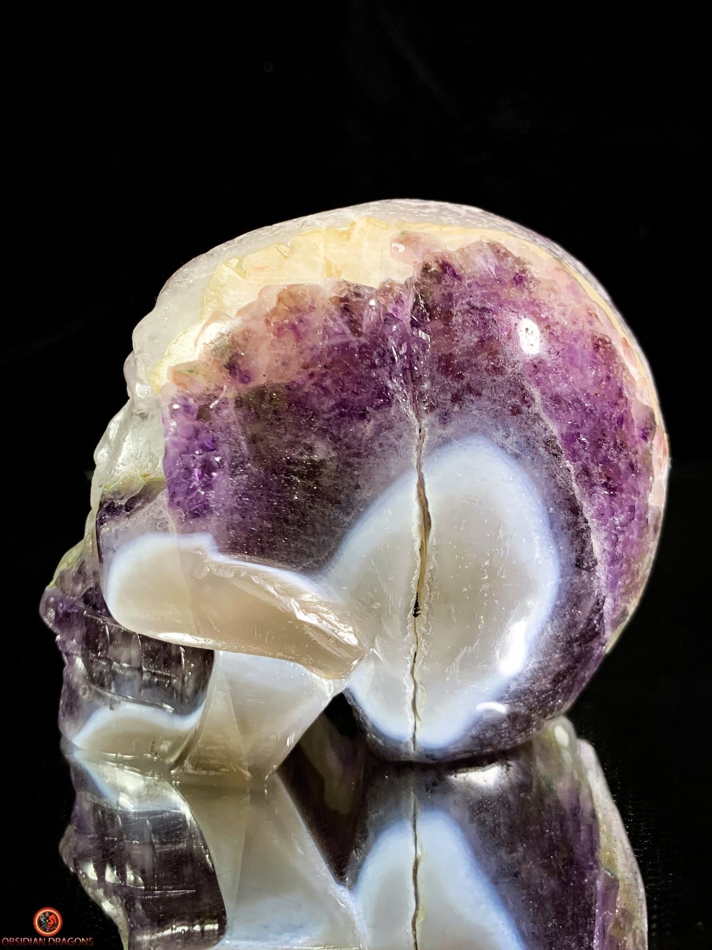 Crâne de cristal en Améthyste - Sculpture Méditative Rare | obsidian dragons