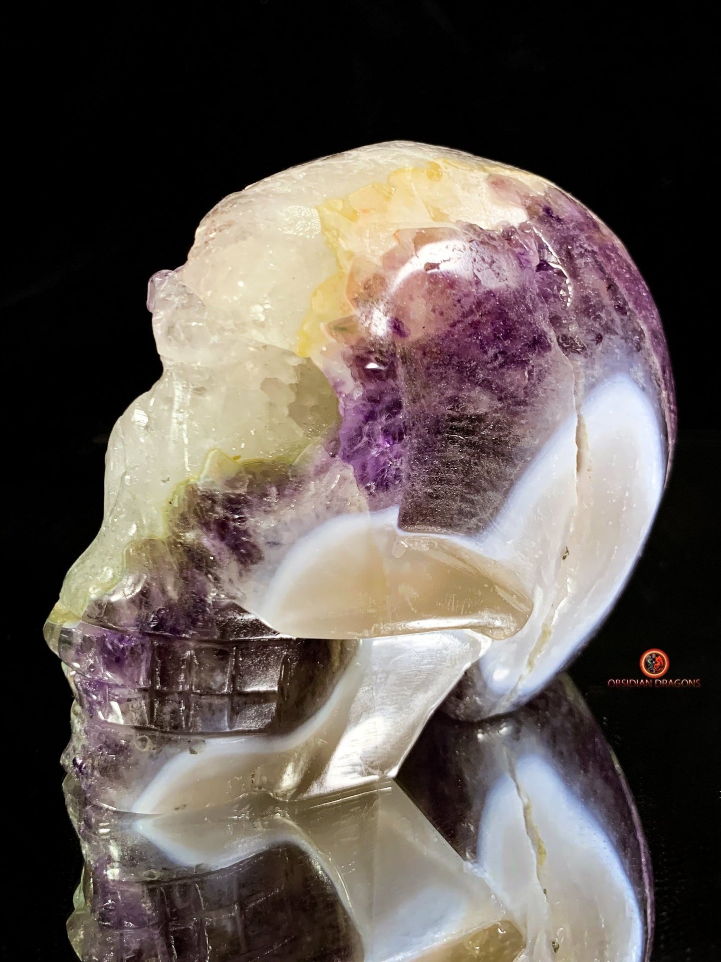 Crâne de cristal en Améthyste - Sculpture Méditative Rare | obsidian dragons