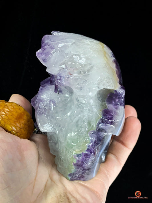 Crâne de cristal en Améthyste - Sculpture Méditative Rare | obsidian dragons