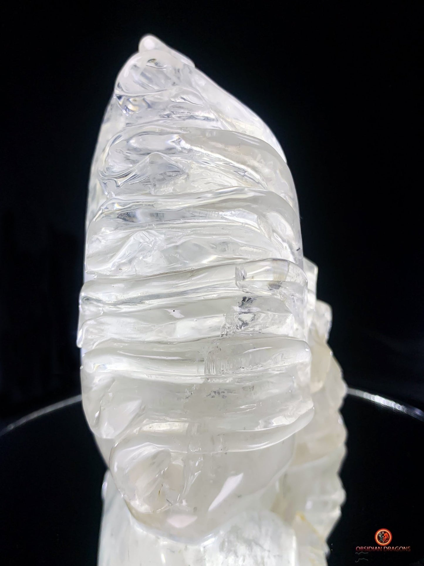 Crâne de cristal en cristal de roche pur - Pièce d'Exception | obsidian dragons