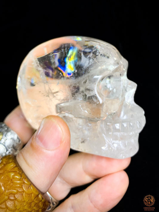 Crâne en Cristal Naturel – Reflets arc- en- ciel - Rare | obsidian dragons