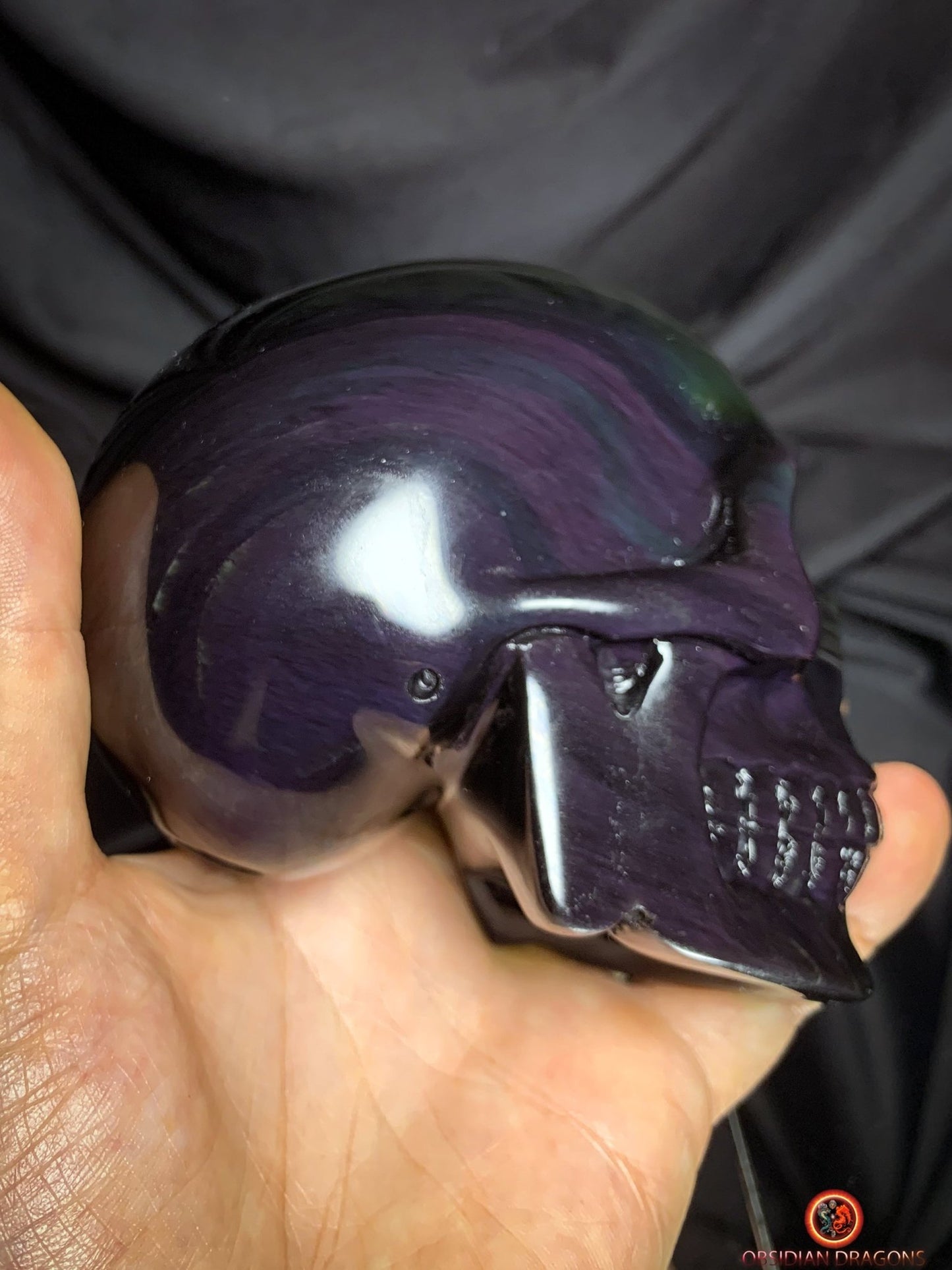 Crâne en obsidienne œil céleste - Pièce unique rare | obsidian dragons