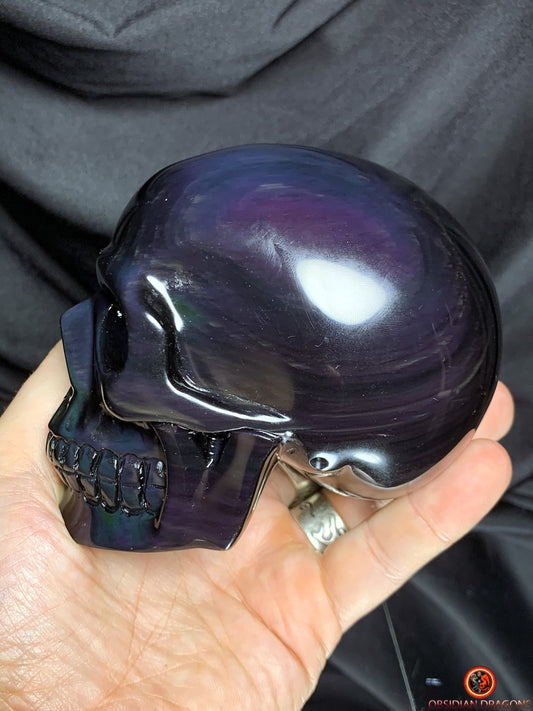Crâne en obsidienne œil céleste - Pièce unique rare | obsidian dragons