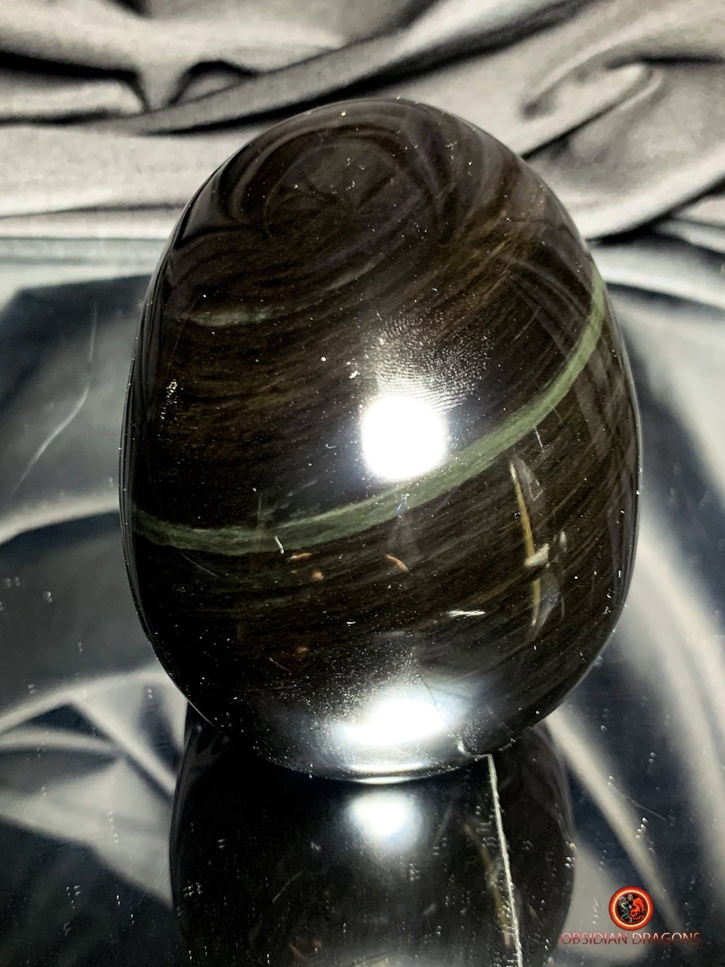 Crâne en obsidienne œil céleste - Sculpture artisanale Rare | obsidian dragons