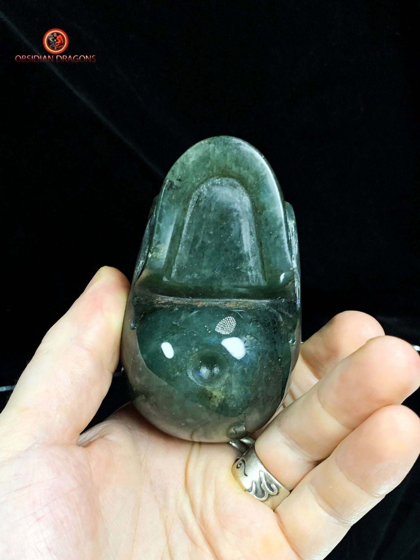 Crâne en labradorite naturelle - Unique | obsidian dragons