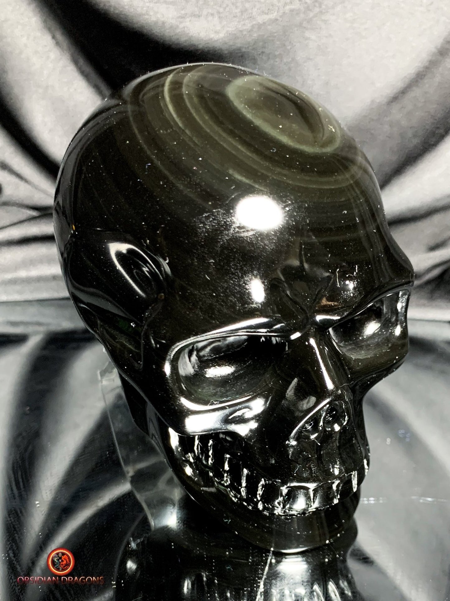 Crâne en obsidienne œil céleste - Art et spiritualité | obsidian dragons