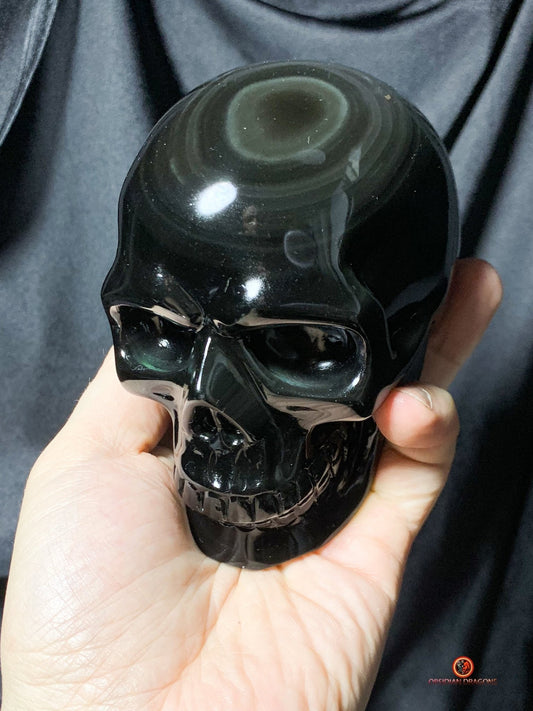 Crâne en obsidienne œil céleste - Art et spiritualité | obsidian dragons