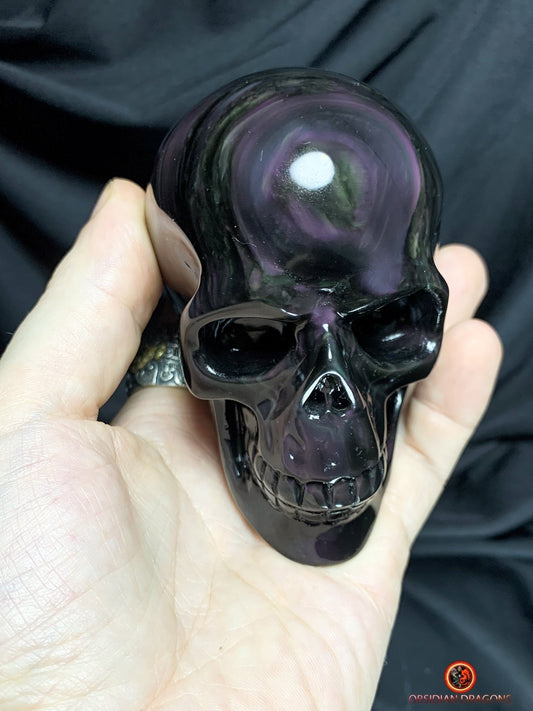 Crâne en obsidienne œil céleste- Art spirituel et méditation | obsidian dragons