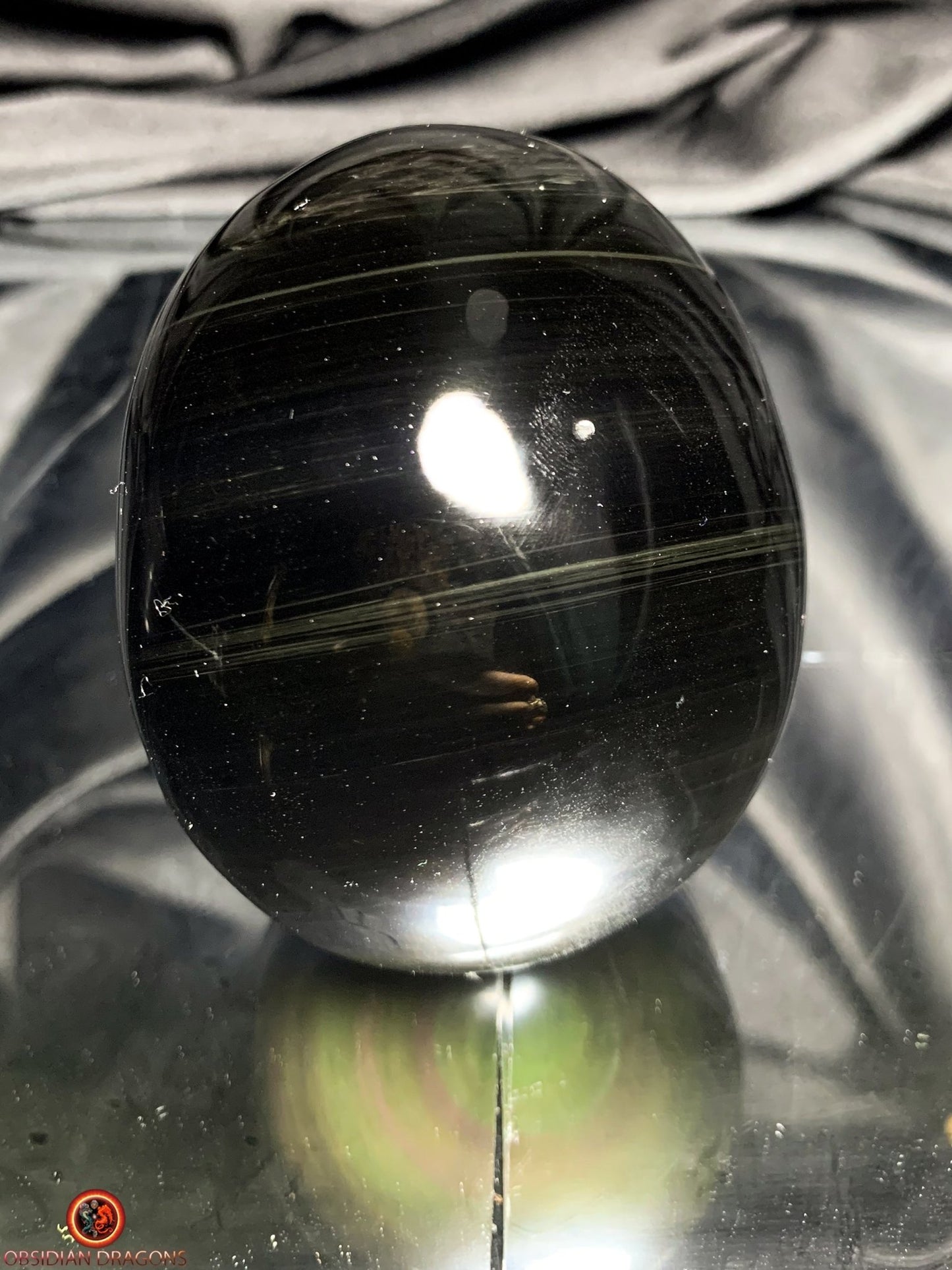 Crâne en obsidienne œil céleste- Art spirituel et méditation | obsidian dragons