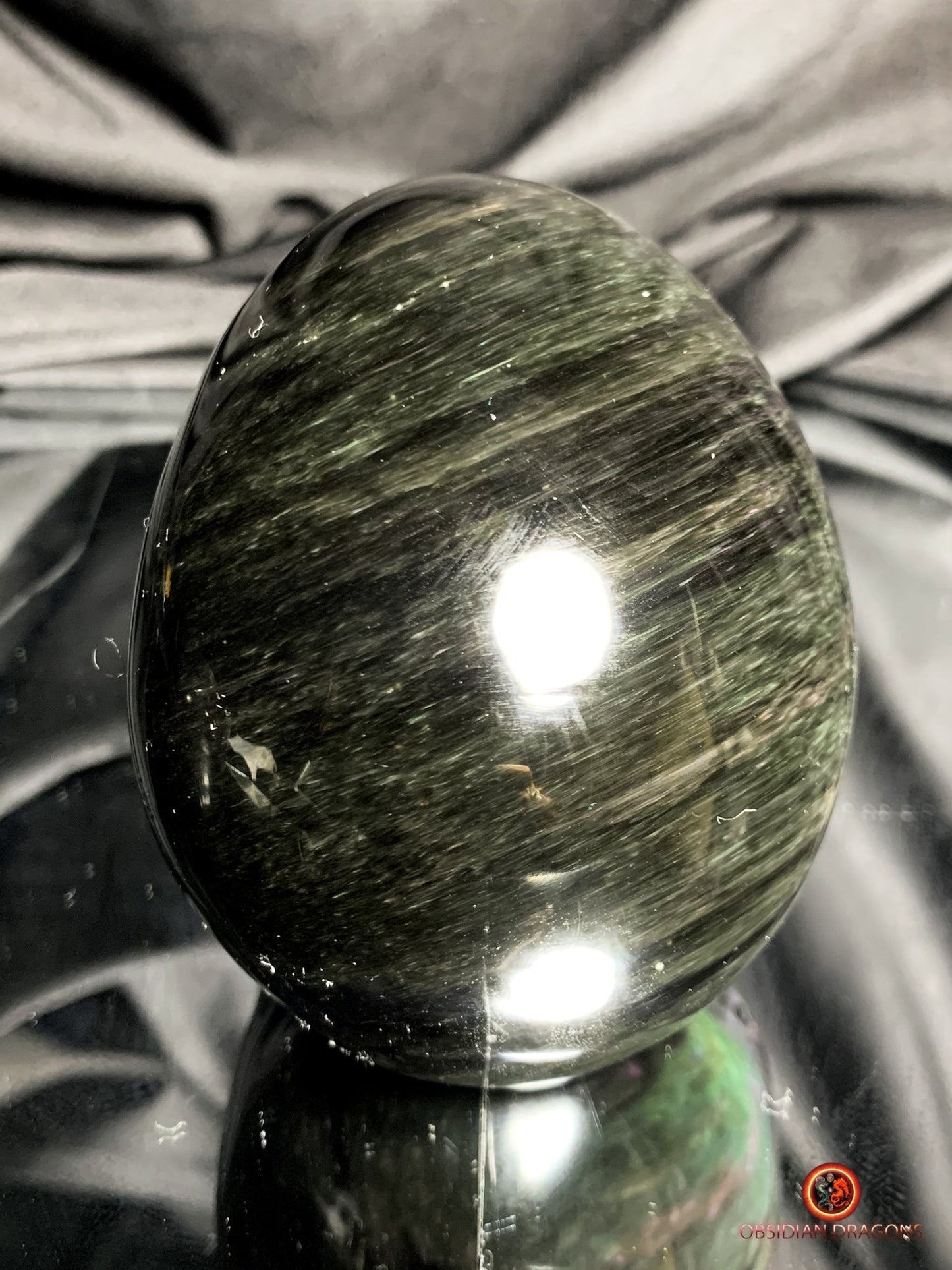 Crâne en obsidienne œil céleste- Artisanat rare- Pièce unique | obsidian dragons