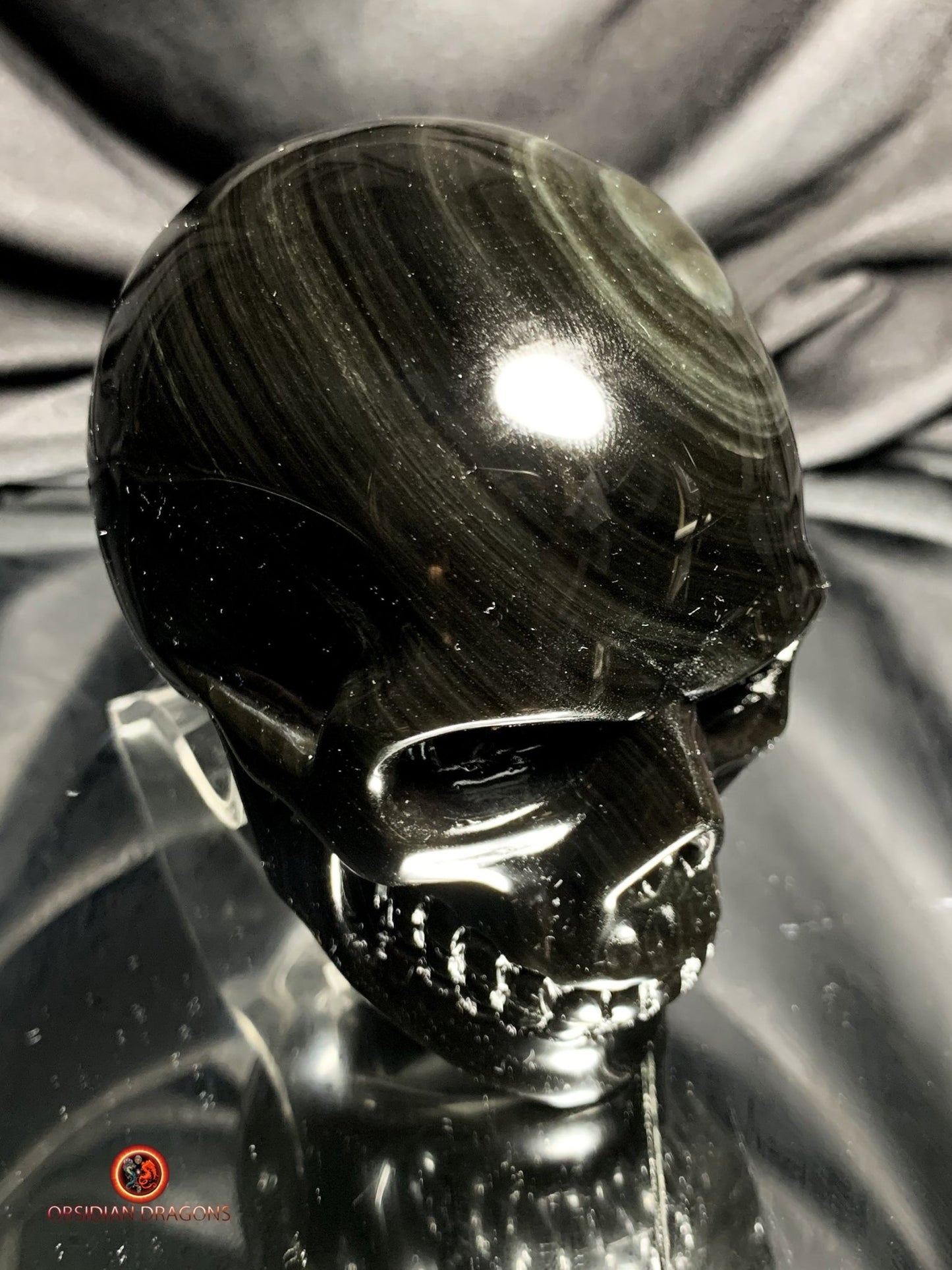 Crâne en obsidienne œil céleste – Objet rare et spirituel | obsidian dragons