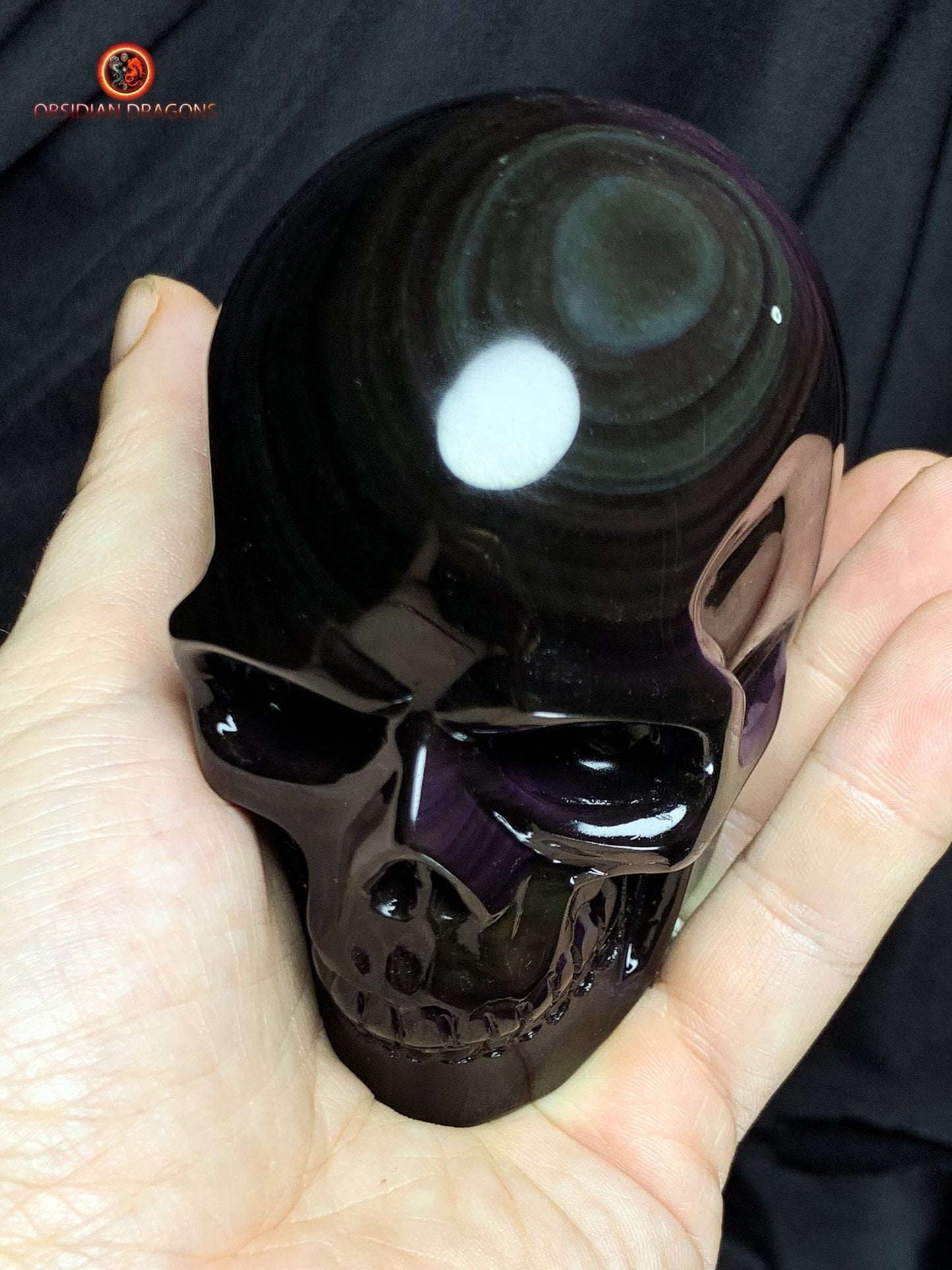 Crâne en obsidienne œil céleste – Objet rare et spirituel | obsidian dragons