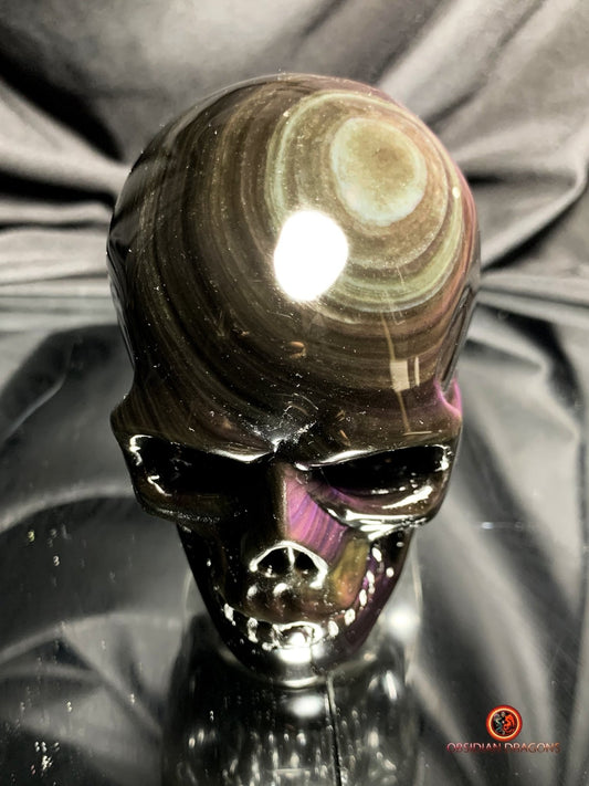 Crâne en obsidienne œil céleste – Objet rare et spirituel | obsidian dragons